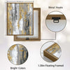 2 Piece Modern Neutral Gray Gold Leaf Abstract Canvas Prints Vertical Palette Knife Luxury Abstract Wall Art