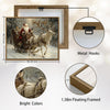 Retro Christmas Santa & White Reindeer Canvas Wall Decor