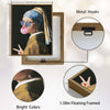 Cool Girl With A Pearl Earring Bubble Gum Sunglasses Canvas Wall Art Funny Classic Art Decor