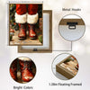 Santa Red Fur Boots Framed Wall Art Vintage Oil Painting Christmas Print
