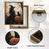 Gothic Witch Black Cat Pumpkin Canvas Print, Vintage Autumn Forest Halloween Wall Art