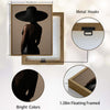 Moody Fashion Portrait Canvas Poster, Chic Woman From Behind With Oversized Black Hat Artwork for Vanity Room Gallery Wall Decor