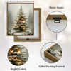Snowy Lighted Christmas Tree Foggy Forest Framed Wall Art Christmas Decoration