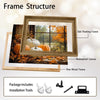 Fall Pumpkin Window Canvas Wall Art, Orange White Pumpkins Autumn Maple Leaves Framed Canvas Print, Farmhouse Thanksgiving Home Decor