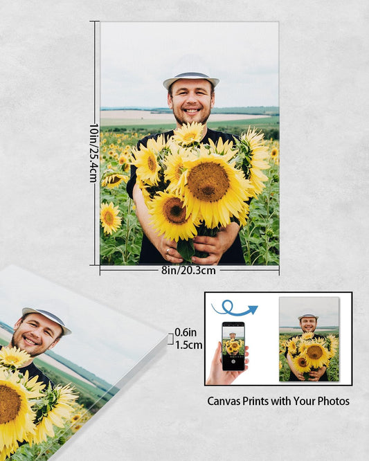 Canvas Prints with Your Photos, Personalized Wall Art for Living Room, Bedroom, Office Decor, Custom Photo Gift for Family, Friends, Couples, Ready to Hang
