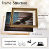 Rustic American Flag Wooden Background With Soaring Bald Eagle Framed Canvas Wall Art, Patriotic Farmhouse Wall Decor Print