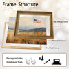 Country Landscape American Flag & Golden Wildflower Field Framed Canvas Print, Farmhouse Independence Day Wall Art