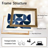 Set of 3 Navy Blue Abstract Geometric Semicircle Line Framed Wall Art Prints