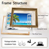 Open Window Tropical Beach Canvas Print, Coastal Ocean Horizontal Wall Art
