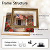 Patriotic Red Rose Colonial House American Flag Canvas Wall Art, Farmhouse Floral Front Porch Canvas Painting