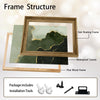 2 Piece Muted Dark Emerald Green Gold Line Abstract Canvas Prints Modern Organic Fluid Ink Neutral Wall Art