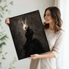 Elegant Victorian Bunny Lady Gothic Canvas Print Dark Moody Wall Art Halloween Gothic Bedroom Decor