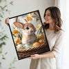 Brown Bunny Wicker Basket Daffodils Easter Eggs Canvas Wall Art