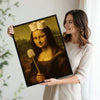 Quirky Mona Lisa Bathroom Parody Canvas Wall Art, Toilet Paper Crown Toilet Brush Funny Altered Art Poster