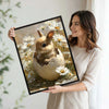 Baby Bunny in Cracked Eggshell White Daisies Canvas Wall Art