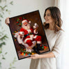 Funny Santa On Toilet Framed Wall Art Christmas Bathroom Decoration