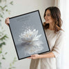 Minimalist Motivational Canvas Poster, Sparkling White Water Lily Reflection Inspirational Quote Wall Art for Home Workspace