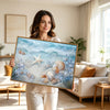Starfish Seashell Beach Canvas, Nautical Blue Floral Seaside Wall Decor
