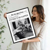 Retro Newspaper It's Time To Be Happier Wall Canvas, Ladies Toasting Champagne Statement Print, Funky Maximalist Home Wall Decor