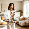 Floral Crown Winking Easter Bunny Canvas Wall Art