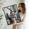 Funny Easter Bunny Toilet Newspaper Canvas Wall Art Easter Holiday Bathroom Decor