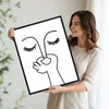 Abstract One Line Art Pinching Nose Face Canvas Wall Art Minimalist Funny Bathroom Wall Decor