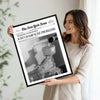 Just Champagne Problems Newspaper Style Wall Art, The New York News Retro Black White Champagne Canvas Print, Trendy Bar Cart Apartment Wall Decor