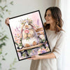 Watercolor Lop Bunny Flower Crown Rose Garden Bench Canvas Wall Art