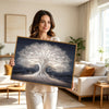 Mystical Glowing Tree of Life Canvas Print, Luminous White Ancient Fantasy Tree Wall Art