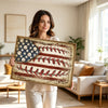 Retro Distressed American Baseball Flag Canvas Wall Art, Patriotic Baseball US Flag Canvas Painting for Sports Room Decor