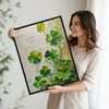 Textured Four Leaf Clover Canvas Wall Art, Impasto Oil Painting Style Lucky Shamrock Print, Neutral Green Vertical Wall Decor for St. Patrick's Day Home Decor