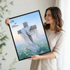 He Is Risen Wooden Cross White Cloth Easter Canvas Wall Art