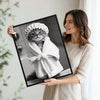 Black And White Cute Tabby Cat In Bathrobe Shower Cap Canvas Wall Art Funny Animal Bathroom Wall Decor