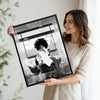 Glam Afro Woman Bathtub Canvas Print, Believe In Yourself Paris Eiffel Tower Motivational Bathroom Wall Art