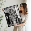 Funny Lion On Toilet Reading Newspaper Canvas Wall Art Cool Bathroom Decor