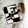 Set of 2 Black and White Geometric Abstract Canvas Wall Art Textured Block Shapes Minimalist Framed Wall Decor Living Room Bedroom