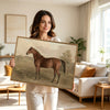Vintage Brown Horse Antique Landscape Framed Wall Art Print