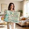 Sympathy Memorial Quote Canvas Wall Art, Those We Love Don't Go Away Teal Mason Jar White Flower Butterfly Print, Rustic Farmhouse Remembrance Horizontal Wall Decor