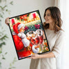 Santa With Kittens In Christmas Stockings Cute Pet Christmas Framed Wall Art