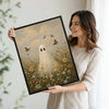 Vintage Ghost Wildflower Meadow Butterfly Halloween Framed Wall Art Print
