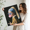 Cool Girl With A Pearl Earring Bubble Gum Sunglasses Canvas Wall Art Funny Classic Art Decor