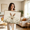 Bunny White Wildflower Field Canvas Wall Art