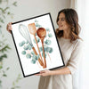 Watercolor Whisk Spoon Spatula Eucalyptus Framed Wall Art Print