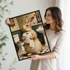 Funny Rabbit Bathroom Toilet Paper Canvas Wall Art