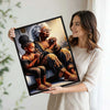 African American Grandmother Granddaughter Praying Canvas Print, Black Family Faith Religious Portrait Wall Art