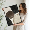 2 Piece Neutral Earth Tone Pebble Abstract Canvas Prints Curved Line Distressed Texture Minimalist Contemporary Wall Art