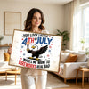 You Look Like The 4th Of July Bald Eagle Canvas Wall Art, Funny Patriotic Eagle Fireworks Canvas Print, Retro Distressed Independence Day Farmhouse Decor