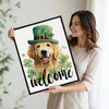 Golden Retriever St Patrick's Welcome Canvas Print