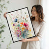 Set of 3 Colorful Watercolor Wildflower Framed Wall Art Botanical Floral Prints