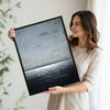 2 Piece Calm Sea Horizon Rowing Man Silhouette Canvas Prints Muted Tone Nordic Coastal Abstract Wall Art